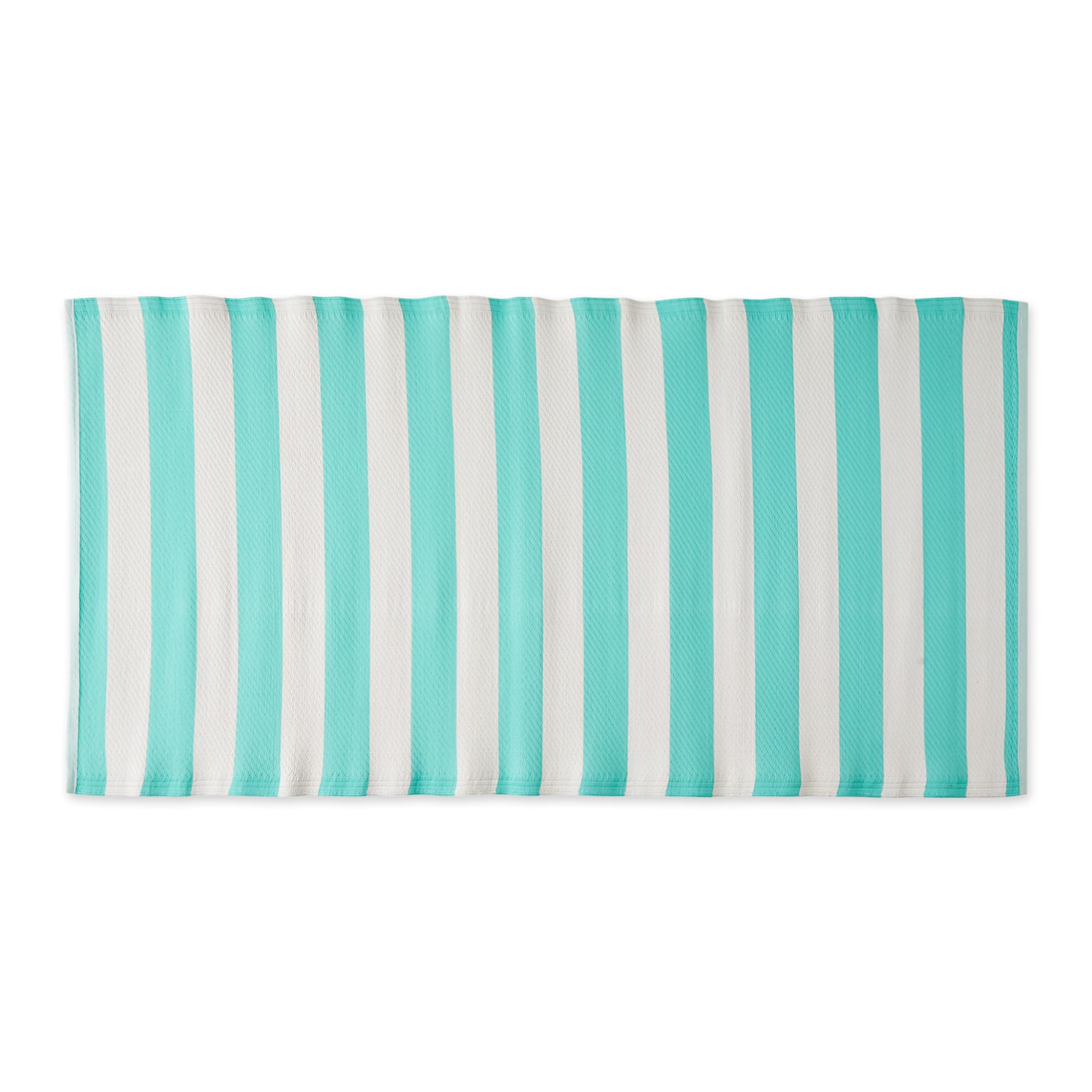 Aqua And White Stripe Outdoor Floor Runner 3ft. x 6ft.